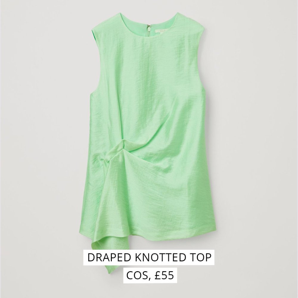 COS green, draped sleeveless shirt - Size 10 US